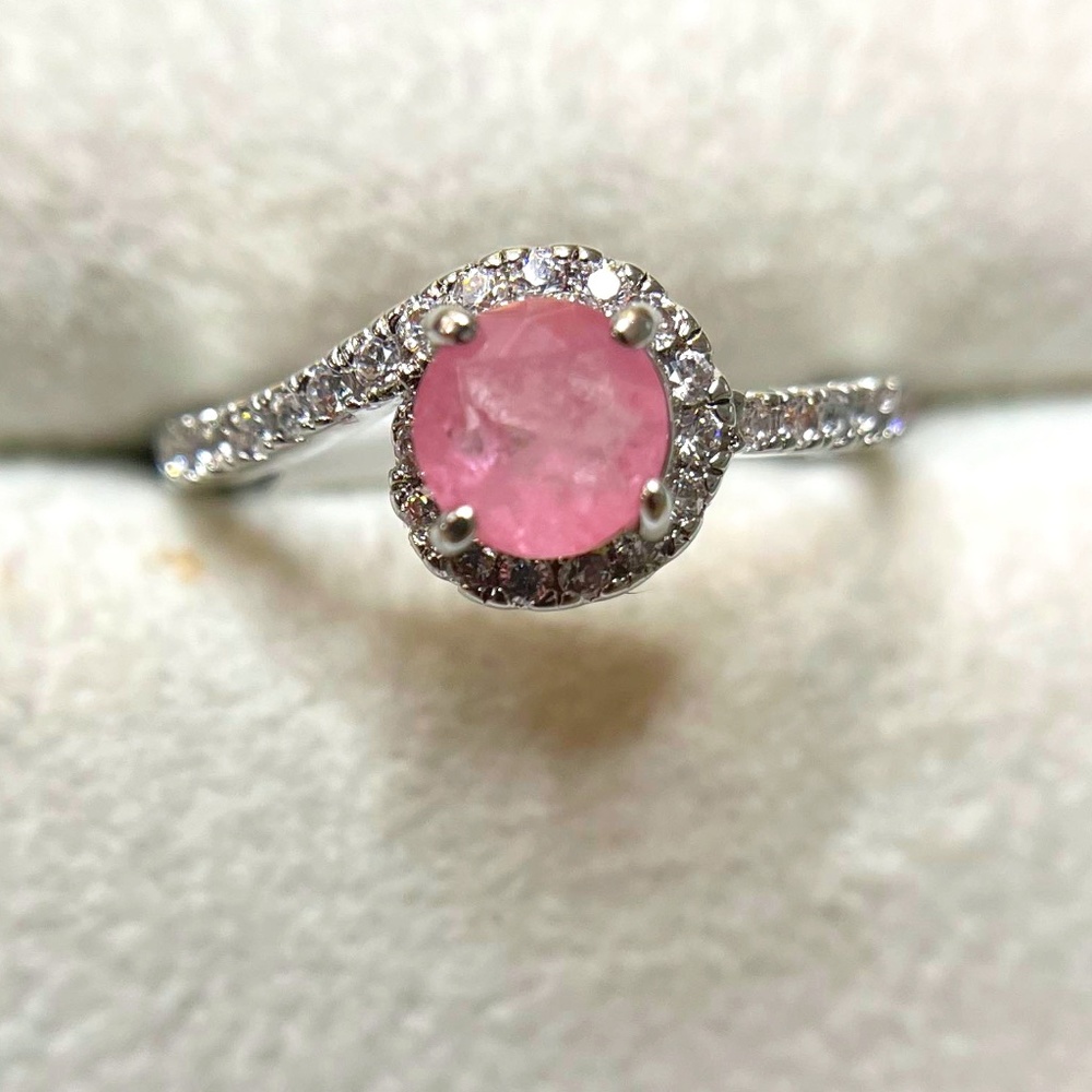 Bomb Party Ring Lab Created Pink Alexandrite Fused with Genuine Quartz + Rhodium